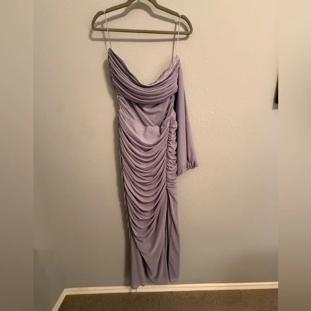 Abercrombie & Fitch Lavender Ruched One-Shoulder Formal Dress – Large Tall
